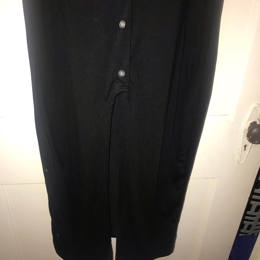 Black Button Front Split Bodycon Dress - image 3